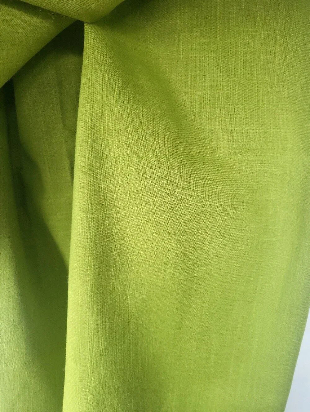 Vintage MCM Avacado Chartruese Green Lace Trimmed Rectangle Tablecloth 80
